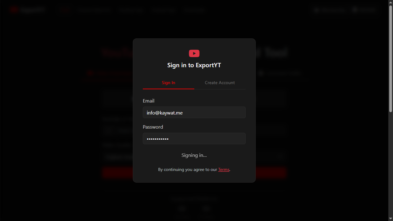 Export-YT Dashboard