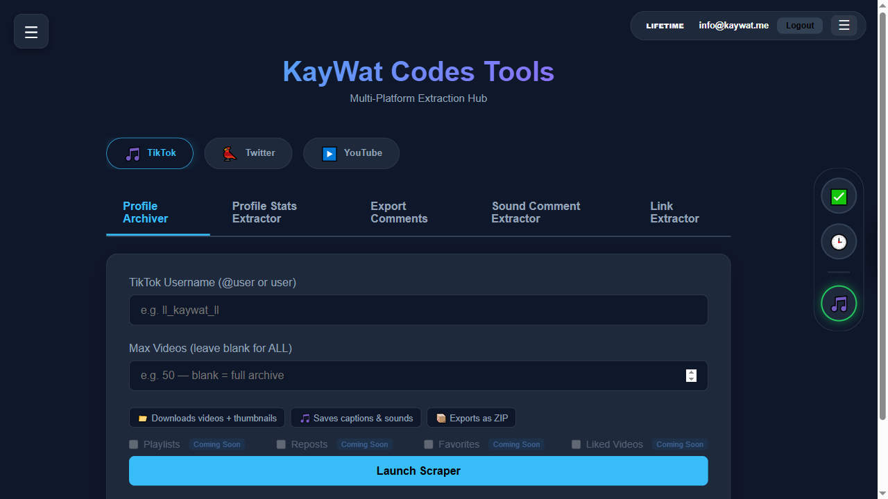 KayWat Codes Tools Dashboard