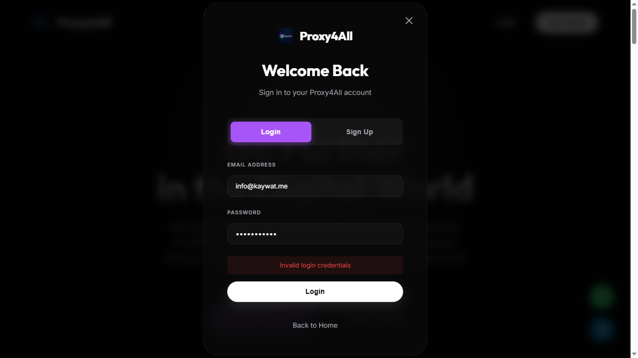 Proxy4All Dashboard