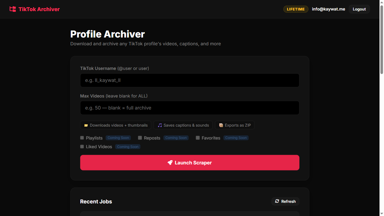 TT-Archiver Dashboard