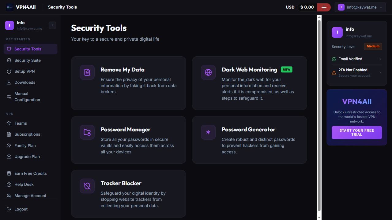 VPN4All Dashboard